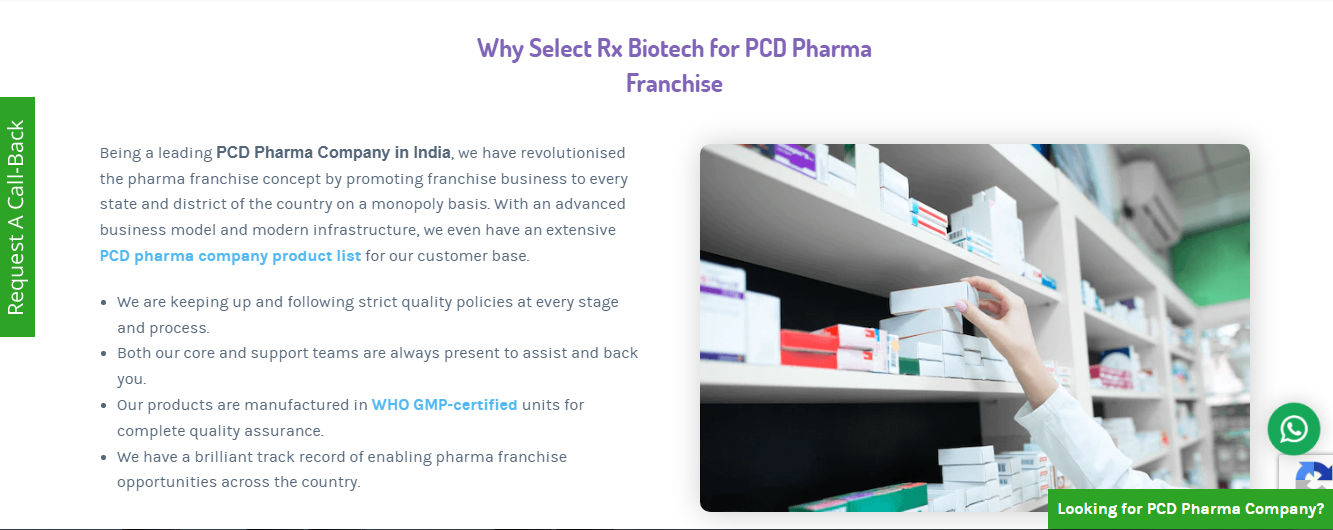 PCD Pharma Companies Price List | Best Pharma PCD Products in India | Rx Biotech